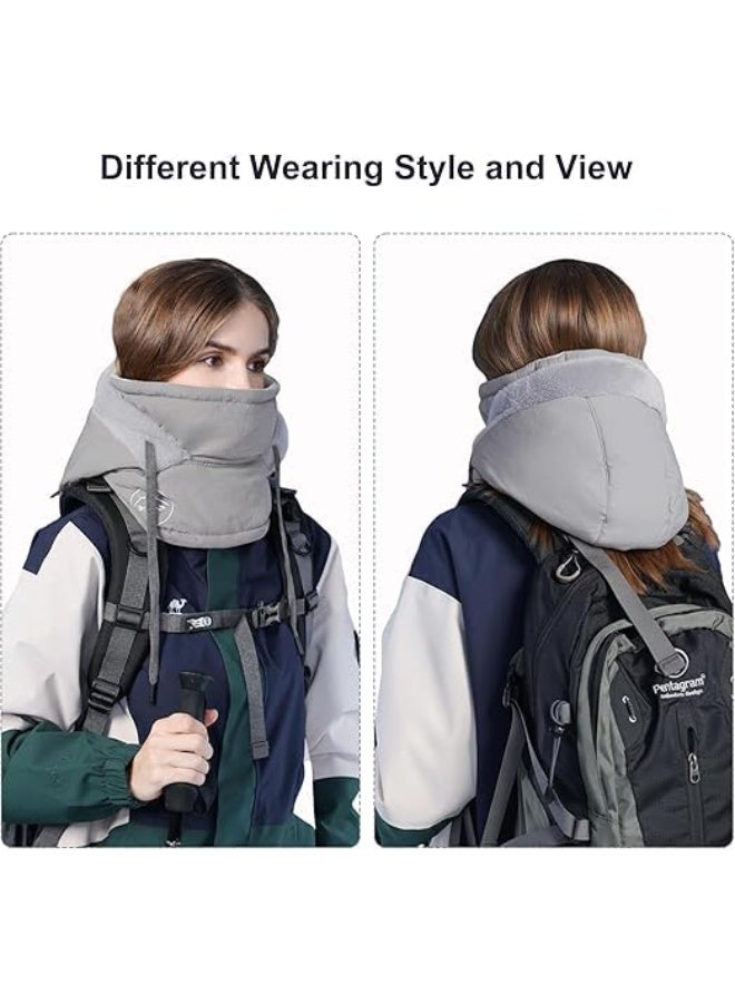 SYOSI Unisex Winter Balaclava, One-Piece Fleece Hooded Face Mask, Thermal Windproof Snow Mask with Earmuff Protection, Full Face Coverage for Skiing, Snowboarding, Motorcycling, Outdoor Winter Sports (Gray) - Image 3