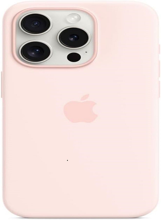 IAF Generic Silicon Case Cover For Apple iPhone 15 Pro Silicone Back Case with MagSafe - Light Pink - Image 1