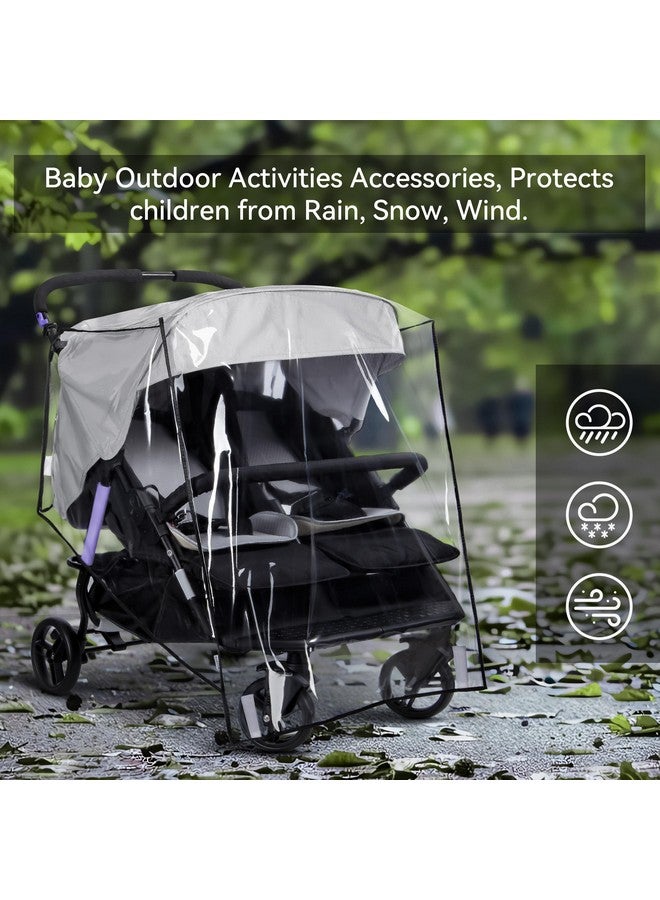 bemece Double Stroller Rain Cover, Weather Shield Double Stroller for Side by Side Seats Twin Stroller, Baby Outdoor Activities Accessories, Protects Children from Rain, Snow, Wind - Image 1