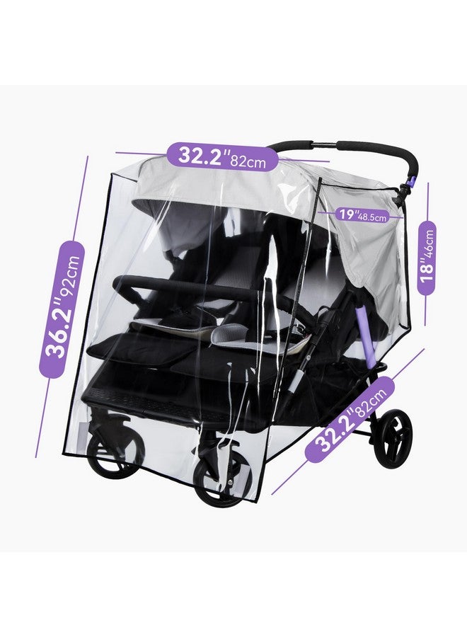 bemece Double Stroller Rain Cover, Weather Shield Double Stroller for Side by Side Seats Twin Stroller, Baby Outdoor Activities Accessories, Protects Children from Rain, Snow, Wind - Image 3