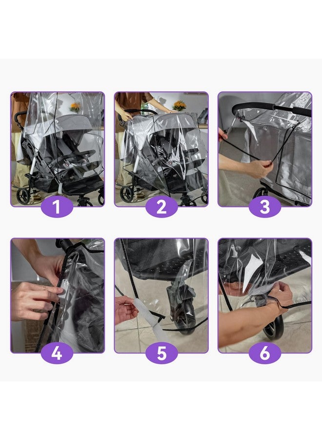 bemece Double Stroller Rain Cover, Weather Shield Double Stroller for Side by Side Seats Twin Stroller, Baby Outdoor Activities Accessories, Protects Children from Rain, Snow, Wind - Image 4