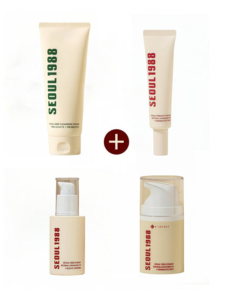 SEOUL 1988 Multi-Revitalizing Skincare Set - Cleanser + Serum + Cream + Eye Cream, Anti-Wrinkle, Brightening and Anti-Aging Skincare Set - Image 1