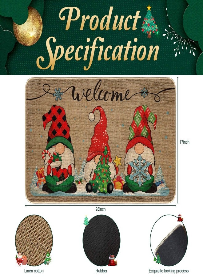 Mudder Christmas Mats Gnome Christmas Welcome Floor Doormat Christmas Door Outdoor Gnome Decor Non Slip and Washable Winter Rubber Santa Snowflakes Indoor 28 x 17 Inch(Classic Style) - Image 2