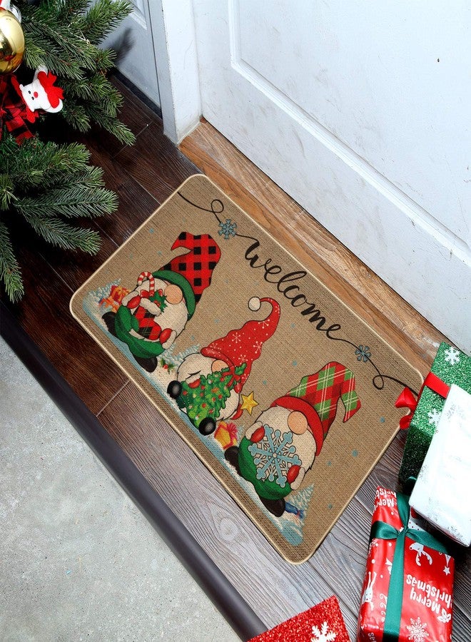Mudder Christmas Mats Gnome Christmas Welcome Floor Doormat Christmas Door Outdoor Gnome Decor Non Slip and Washable Winter Rubber Santa Snowflakes Indoor 28 x 17 Inch(Classic Style) - Image 4