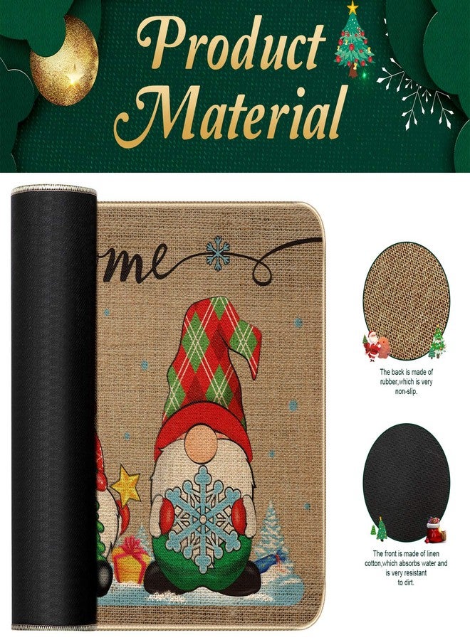 Mudder Christmas Mats Gnome Christmas Welcome Floor Doormat Christmas Door Outdoor Gnome Decor Non Slip and Washable Winter Rubber Santa Snowflakes Indoor 28 x 17 Inch(Classic Style) - Image 3