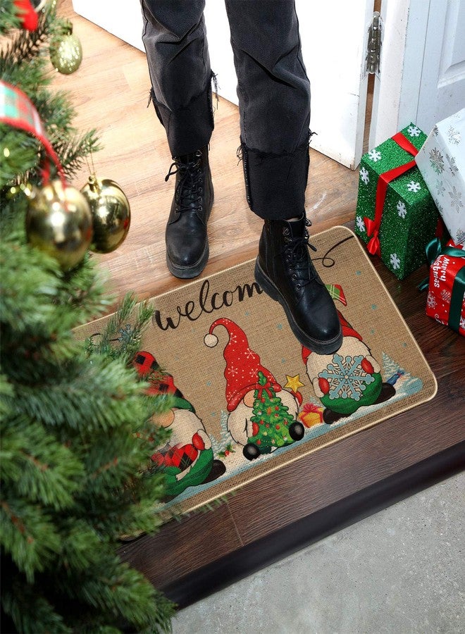 Mudder Christmas Mats Gnome Christmas Welcome Floor Doormat Christmas Door Outdoor Gnome Decor Non Slip and Washable Winter Rubber Santa Snowflakes Indoor 28 x 17 Inch(Classic Style) - Image 5