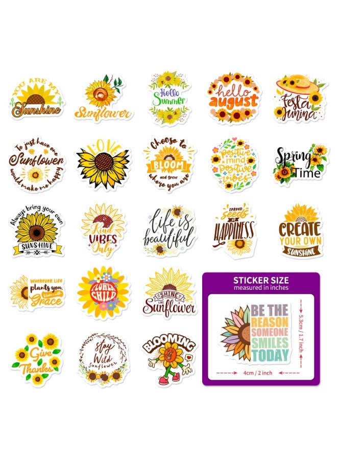 NIBEMINENT 50 Pcs Cartoon Sunflower Deco Kit Waterproof Stickers, High Definition Printing Bright Colors, Suitable for Laptop Skateboard Luggage Water Bottle Guitar DIY - Image 3