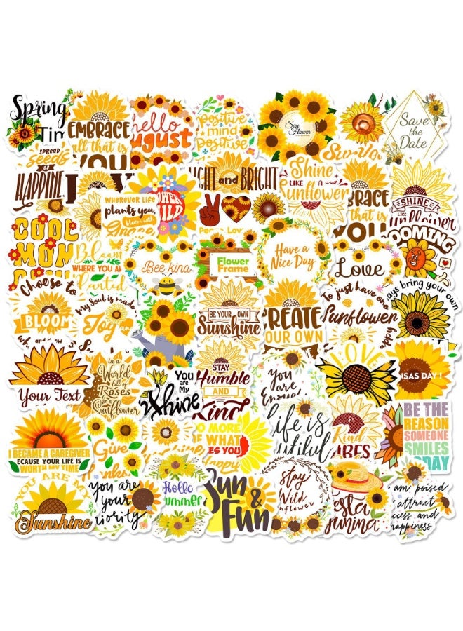 NIBEMINENT 50 Pcs Cartoon Sunflower Deco Kit Waterproof Stickers, High Definition Printing Bright Colors, Suitable for Laptop Skateboard Luggage Water Bottle Guitar DIY - Image 2
