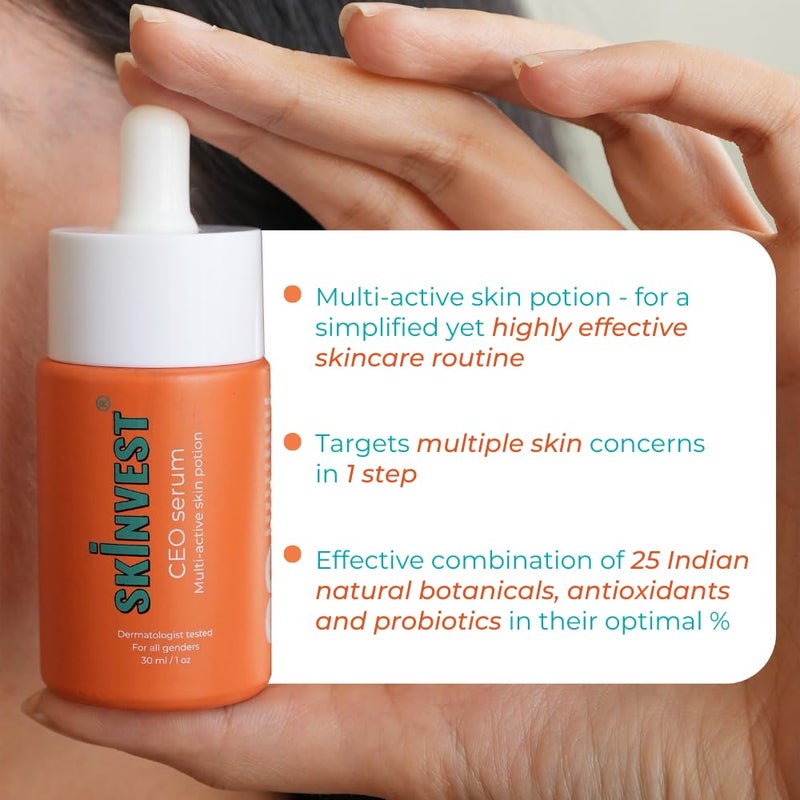 Skinvest CEO MultiActive Serum  For all Skin type  Acne control skin brightening texture smoothing hydration and barrier repair 30ml - Image 2