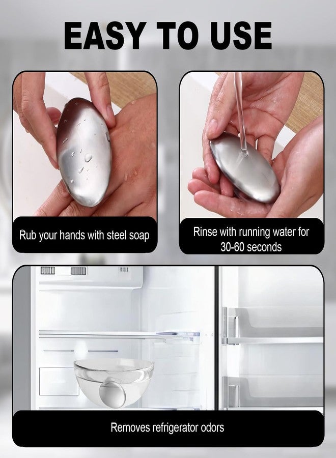 Zorzel Stainless Steel Soap, Kitchen Soap Bar Magic Soap Odor Remover Bar Hand Odor Remover Kitchen Gadgets for Fishermen for Refrigerator Deodorizers for Heavy Workers - 2 Pcs - Image 2