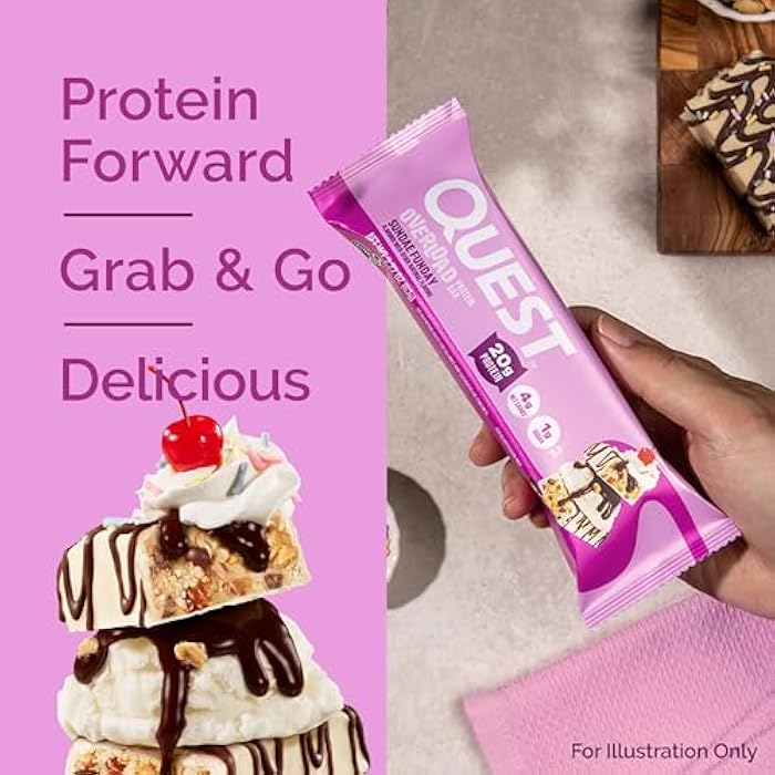 Quest Nutrition Overload Protein Bars, Sundae Funday, 20g Protein, 1g Sugar, 4g Net Carbs, Gluten Free, 12 Count - Image 3