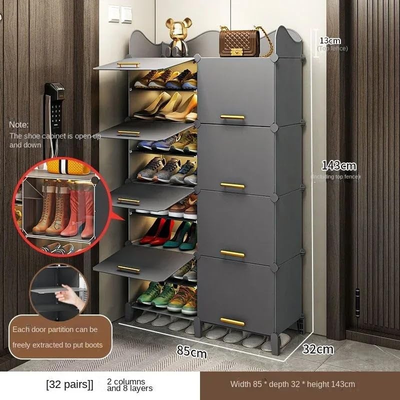 Owme 17 Tier Shoe Rack with Shelf, Folding Shoe Rack for Bedroom, Living Room,Entryway,Footwear Stand for Home, Organizer, ShoeRack Plastic | Hallway Shoes Rack | Shoe Organizer - Grey - Image 2