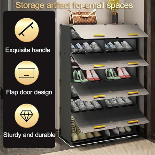 Owme 17 Tier Shoe Rack with Shelf, Folding Shoe Rack for Bedroom, Living Room,Entryway,Footwear Stand for Home, Organizer, ShoeRack Plastic | Hallway Shoes Rack | Shoe Organizer - Grey - Image 3