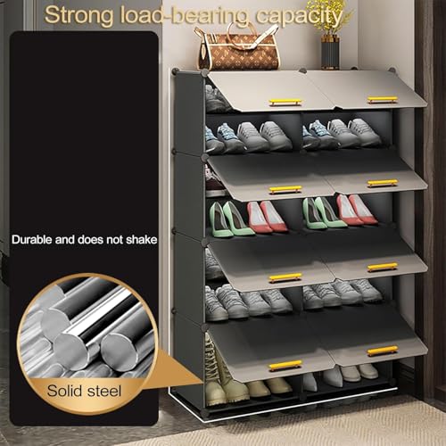 Owme 17 Tier Shoe Rack with Shelf, Folding Shoe Rack for Bedroom, Living Room,Entryway,Footwear Stand for Home, Organizer, ShoeRack Plastic | Hallway Shoes Rack | Shoe Organizer - Grey - Image 4