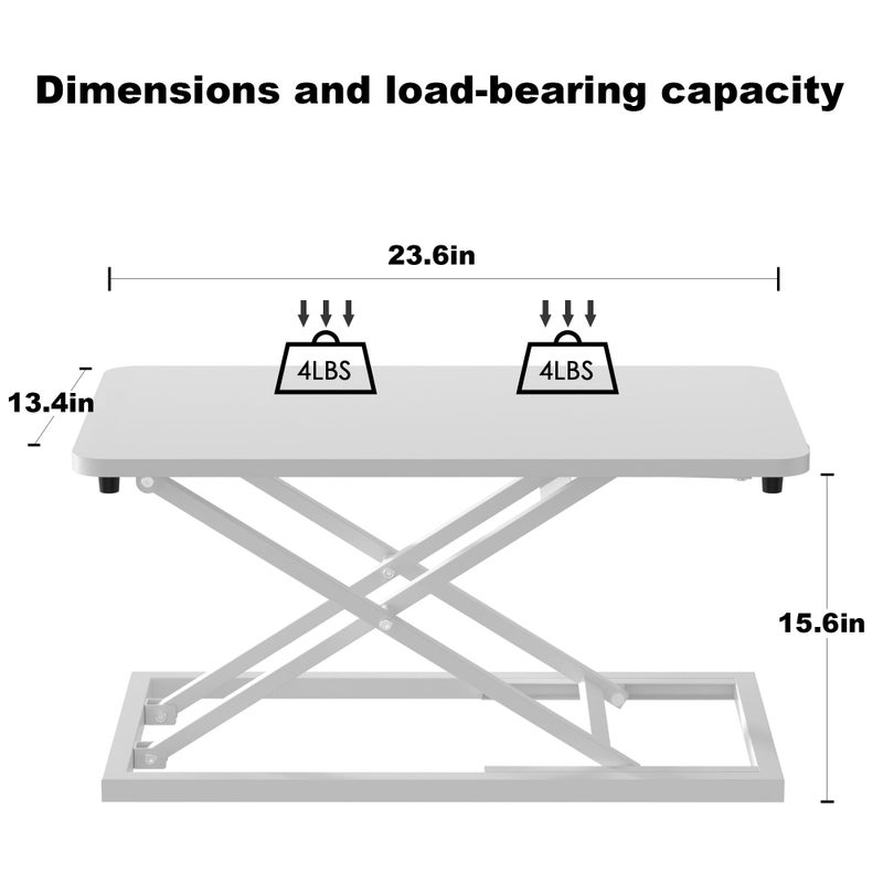 Decoholic White Small Single 24 inch Scissors Lift Keyboard and Mouse Riser ,Height Adjustable Standing Desk Converter,for Ergonomic Sit Stand Workstations (24 inch WH) - Image 3
