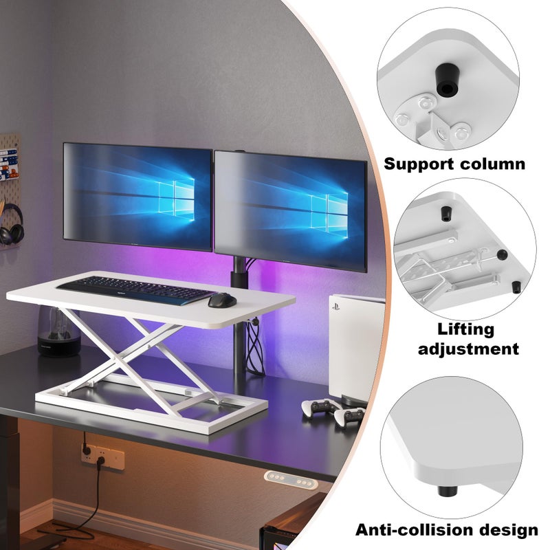 Decoholic White Small Single 24 inch Scissors Lift Keyboard and Mouse Riser ,Height Adjustable Standing Desk Converter,for Ergonomic Sit Stand Workstations (24 inch WH) - Image 4