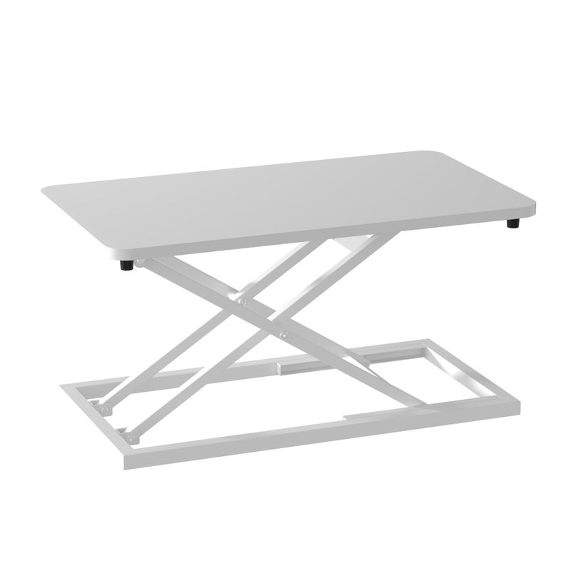 Decoholic White Small Single 24 inch Scissors Lift Keyboard and Mouse Riser ,Height Adjustable Standing Desk Converter,for Ergonomic Sit Stand Workstations (24 inch WH) - Image 1