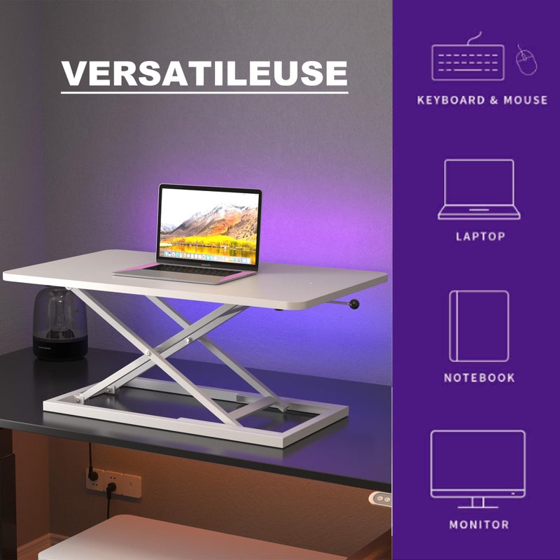 Decoholic White Small Single 24 inch Scissors Lift Keyboard and Mouse Riser ,Height Adjustable Standing Desk Converter,for Ergonomic Sit Stand Workstations (24 inch WH) - Image 5