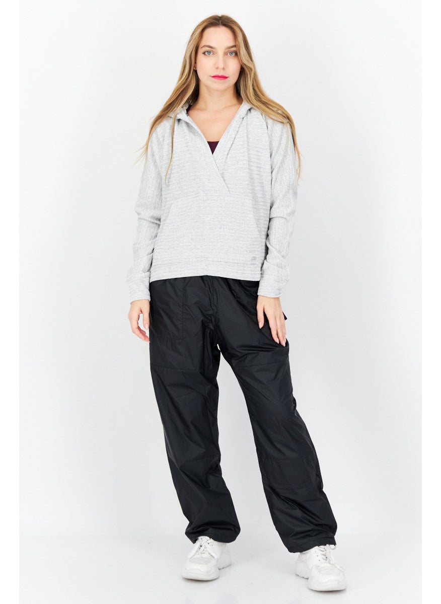 Marc New York Women Hooded Plain Sweater, Grey  - Image 4