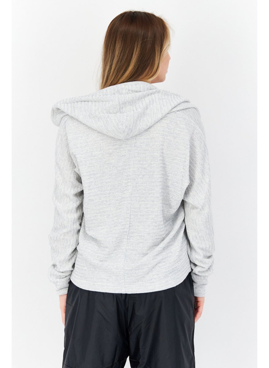 Marc New York Women Hooded Plain Sweater, Grey  - Image 2