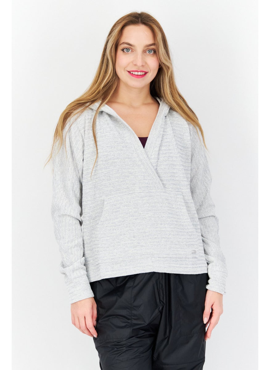 Marc New York Women Hooded Plain Sweater, Grey  - Image 1