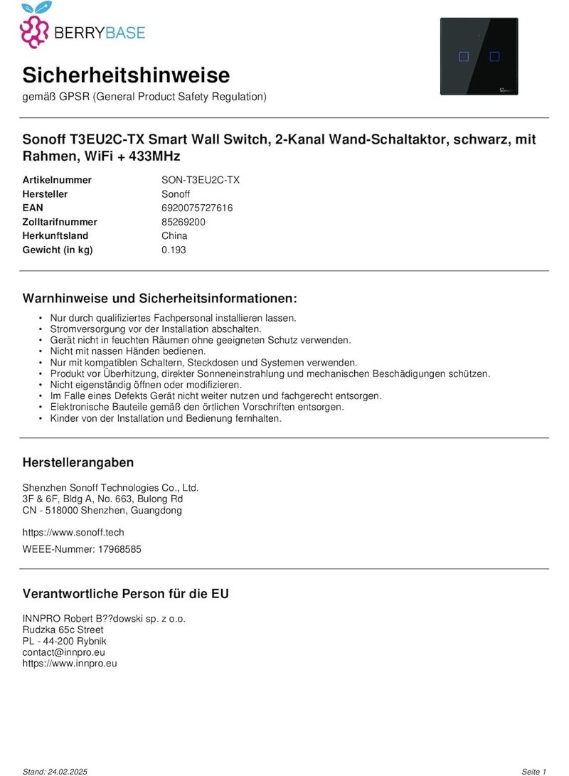Sonoff Smart Switch WiFi + RF 433 T3 EU TX (2-channel) - Image 2