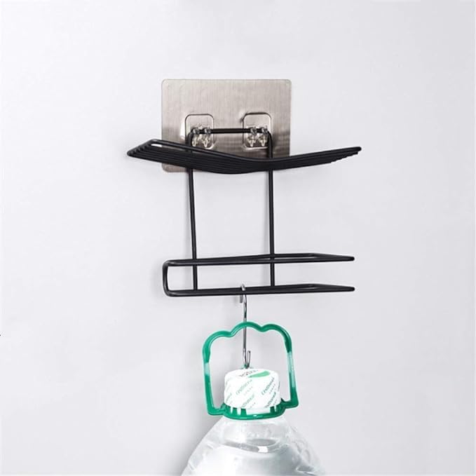 GETZET GETZET Paper Holder with Anti-Drop Larger Phone Shelf Organizer Bathroom Strong Vacuum Suction Cup Tissue Roll Towel Storage Rack Adhesive Mobile Phone Dispenser Hanger with Soap(Black)  - Image 5