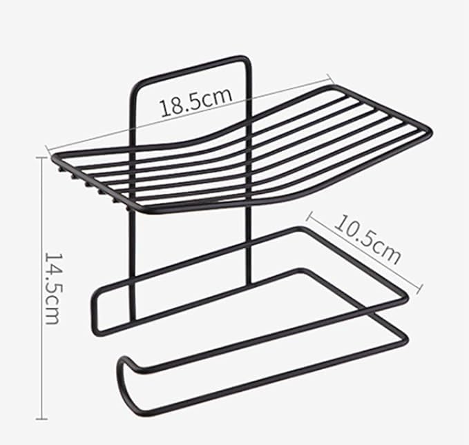 GETZET GETZET Paper Holder with Anti-Drop Larger Phone Shelf Organizer Bathroom Strong Vacuum Suction Cup Tissue Roll Towel Storage Rack Adhesive Mobile Phone Dispenser Hanger with Soap(Black)  - Image 3