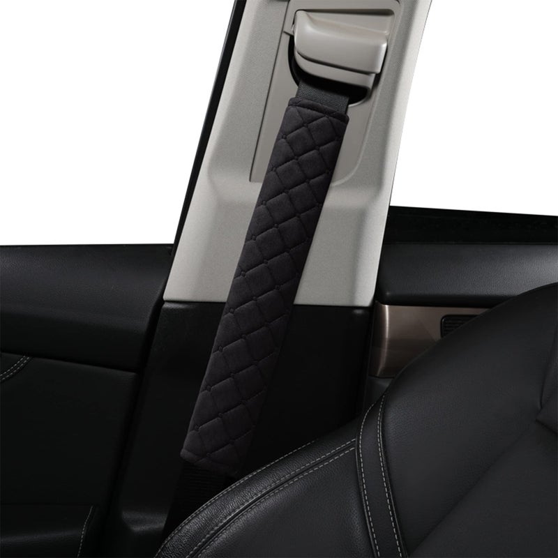 HighnessHwoo Extra Long Seatbelt Covers for Adults Kids Women  Men Soft Car Seat Belt Strap Cushion for Sedan SUV Trucks Shoulder Neck Chest Protector Pads Auto Accessories 2pcs Black 13in