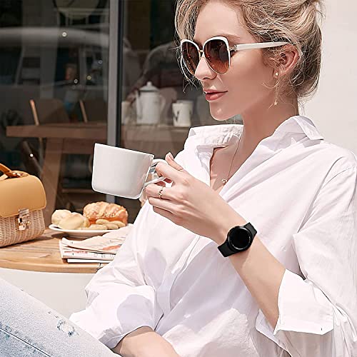 PEFKO PSS33 20MM Arc Edge No Gap Soft Silicone No Gap Watch Bands Compatible For Samsung Galaxy Watch 4 Classic 42mm 44mm 46mm Replacement Strap for Men/Women/Adult/Unisex (20MM, BLACK) - Image 3