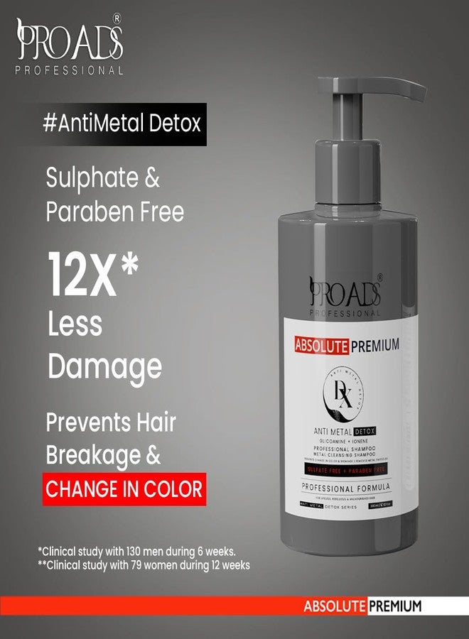 PRO ADS Absolute Premium Anti‑Metal Detox Shampoo - Sulfate-Free Professional Cleanser for Removing Hard Water Metal Deposits, Reducing Breakage & Restoring Shine - Color-Safe Hair Care (300ml) - Image 5