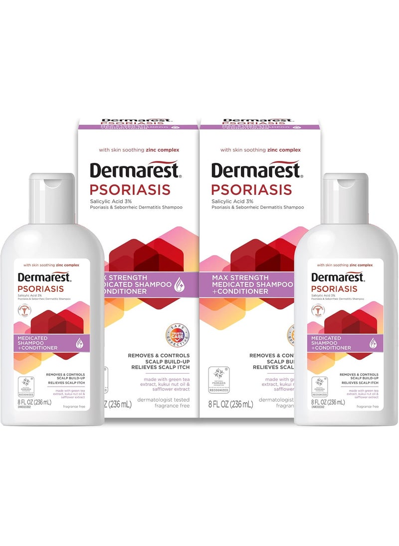 Dermarest - Dermarest Psoriasis Medicated Shampoo and Conditioner Unscented Dermatologist Tested 8 Fl Oz Pack of 2 - Image 1
