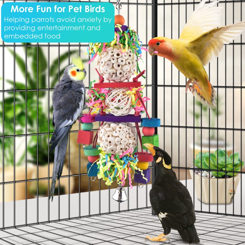 Bissap Conure Toys, bird Parrot Foraging Shredder Hanging Toys Sola Balls Sepak Takraw with Bell for Small Parrots Parakeets Conures Cockatiels Love Birds Cage Toy - Image 3
