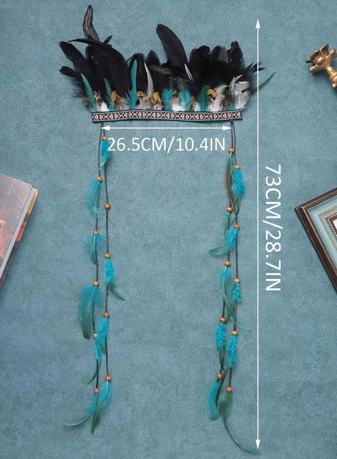 GORTIN Indian Feather Headdress Boho Feather Headband Hippie Native American Headpiece Gypsy Festival Costume Hair Accessory for Women - Image 4