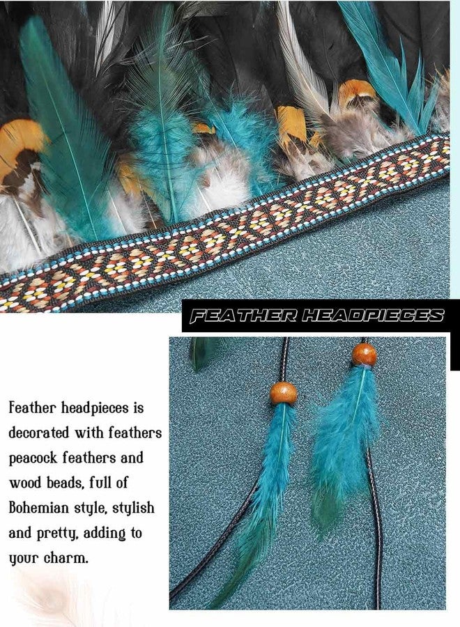 GORTIN Indian Feather Headdress Boho Feather Headband Hippie Native American Headpiece Gypsy Festival Costume Hair Accessory for Women - Image 5