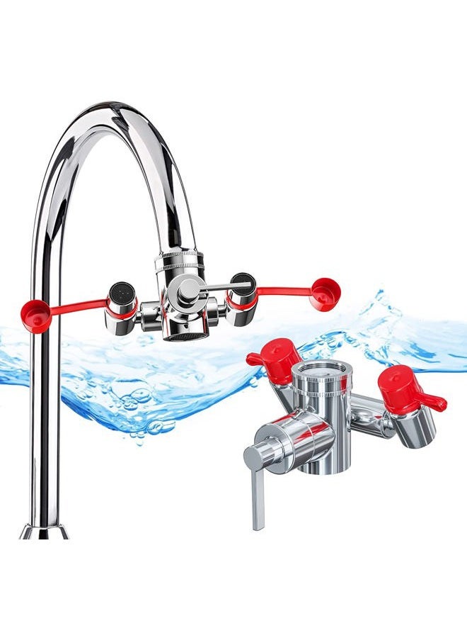 Skywin TidyFriend Eye Wash Station OSHA Approved - Fast Activating Faucet Mounted Eye Wash Sink Attachment-1X Non Stop Flow Eyewash Station & Eyewash Sign,3X Common Sink Adapter,2X Inspection Tags - Image 1