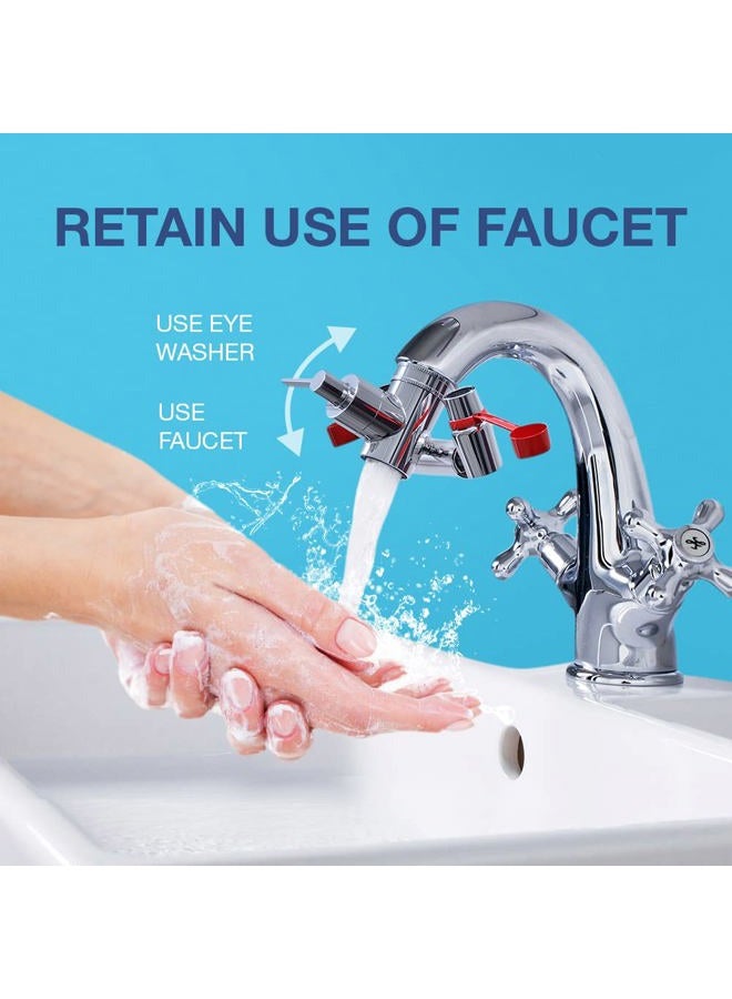 Skywin TidyFriend Eye Wash Station OSHA Approved - Fast Activating Faucet Mounted Eye Wash Sink Attachment-1X Non Stop Flow Eyewash Station & Eyewash Sign,3X Common Sink Adapter,2X Inspection Tags - Image 3