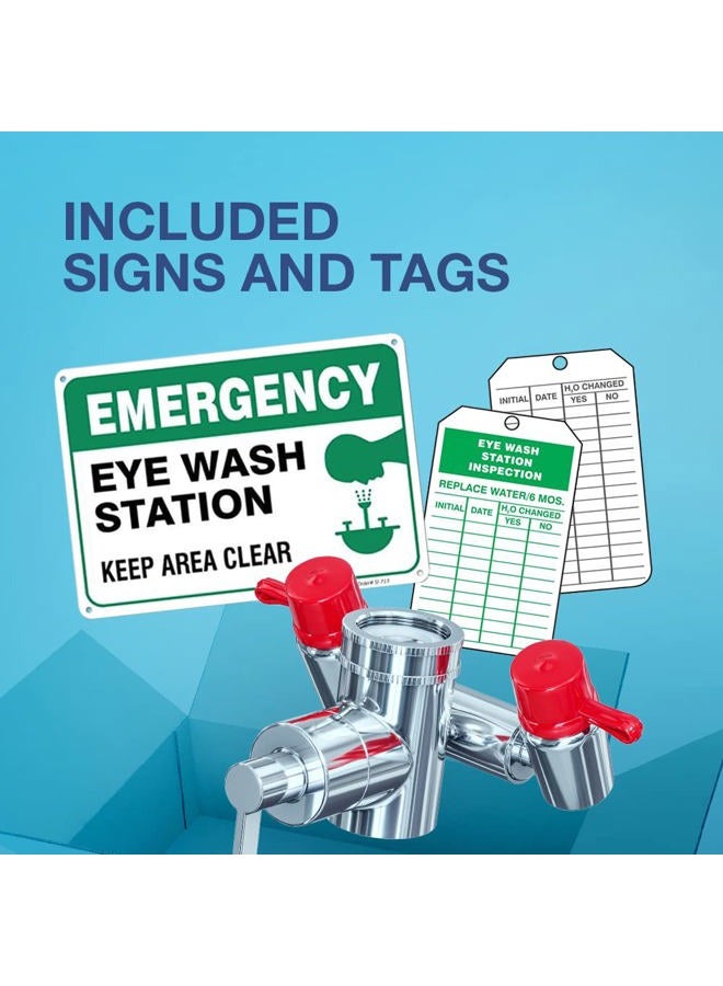 Skywin TidyFriend Eye Wash Station OSHA Approved - Fast Activating Faucet Mounted Eye Wash Sink Attachment-1X Non Stop Flow Eyewash Station & Eyewash Sign,3X Common Sink Adapter,2X Inspection Tags - Image 4
