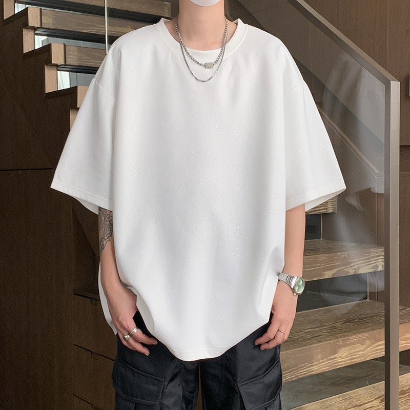 Suede Stars Bronzing Round Neck Short-Sleeved T-Shirt Men'S Summer Casual Plus Size Half-Sleeved Teenager Loose T-Shirt - Image 1