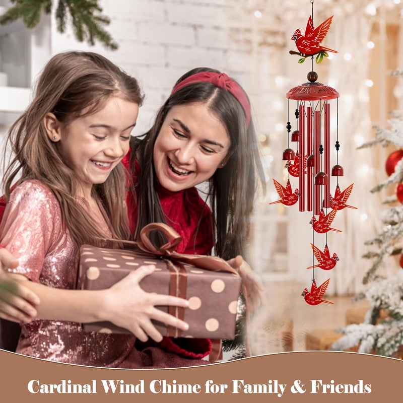 Howarmer Cardinal Wind Chimes for Outside, Cardinals Gifts for Women,Memorial/Birthday Gifts for Grandma Mom, Metal Red Bird Windchimes with Soothing Tones, Christmas Outdoor Decor for Garden Patio Yard (35") - Image 5