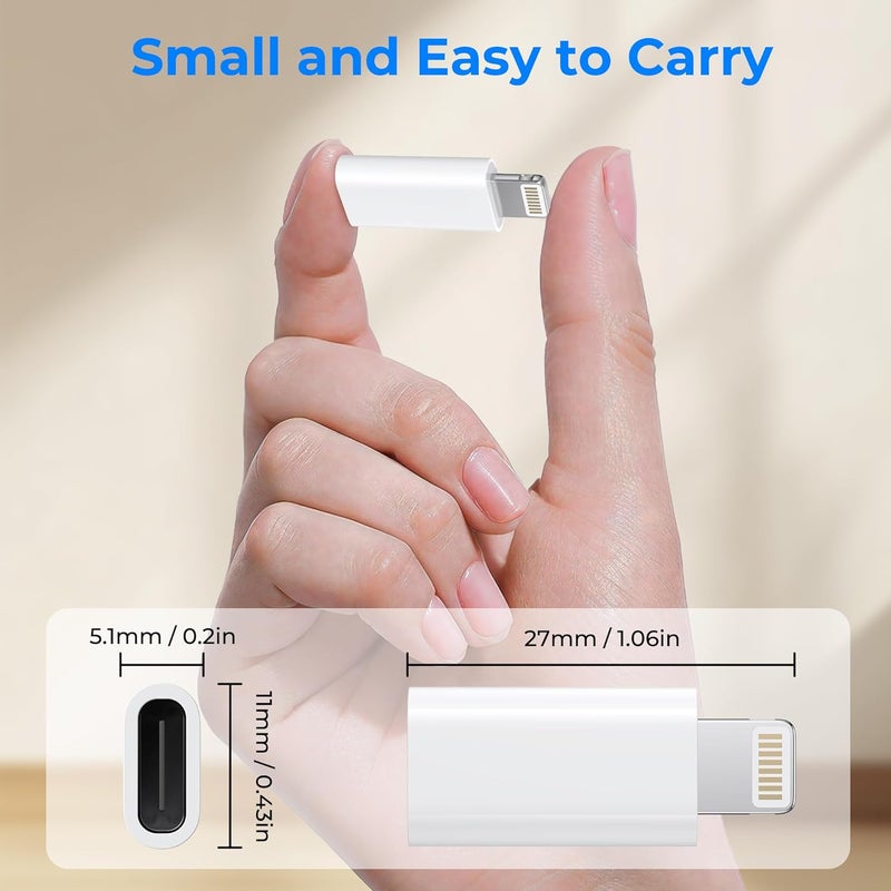 Tobfit Tobfit Light ning Female to USB C Male Adapter for iPhone 16 15 Pro Max Plus,for iPad Air,for Samsung,Support 27W PD Fast Charging&Data Transfer,Type C Charger Connector Cable,Not for Audio/OTG - Image 2