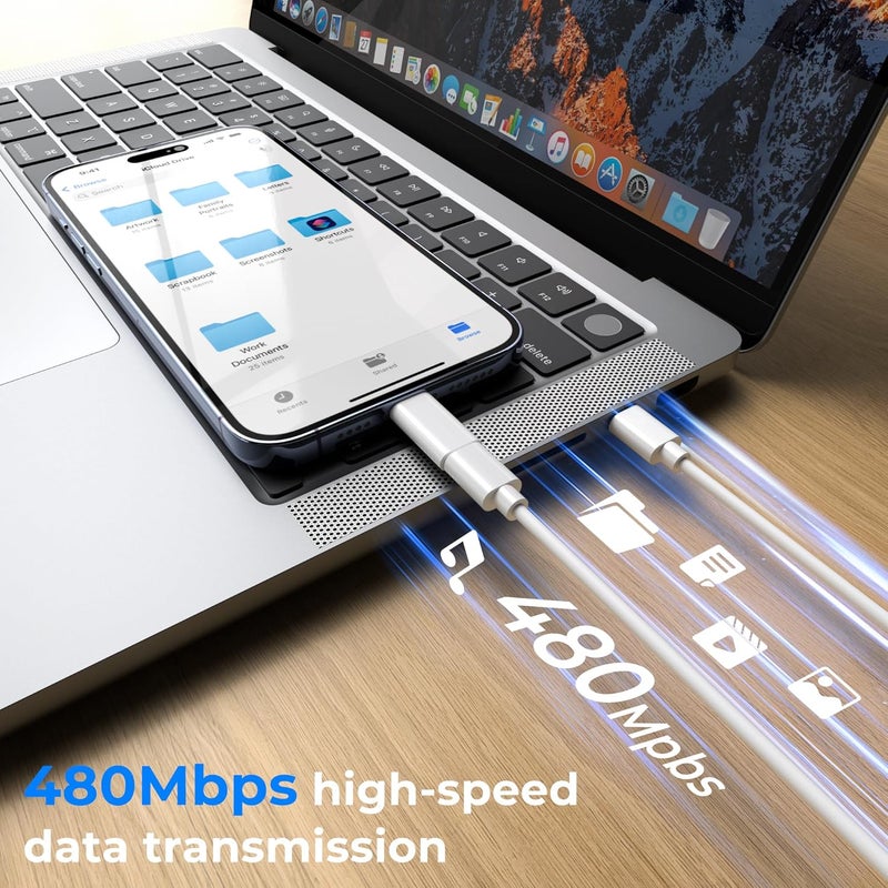 Tobfit Tobfit Light ning Female to USB C Male Adapter for iPhone 16 15 Pro Max Plus,for iPad Air,for Samsung,Support 27W PD Fast Charging&Data Transfer,Type C Charger Connector Cable,Not for Audio/OTG - Image 5