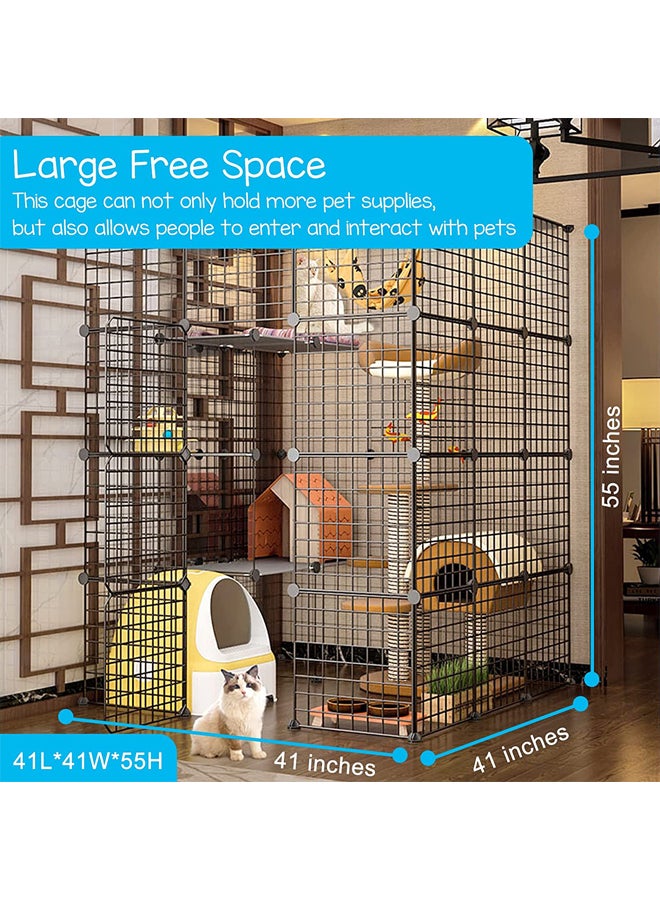Generic Large Cat Cage 4 Tier DIY Enclosures Indoor Cat Playpen Detachable Metal Wire Indoor DIY Kennels Crate Large Exercise Place Ideal  - Image 2