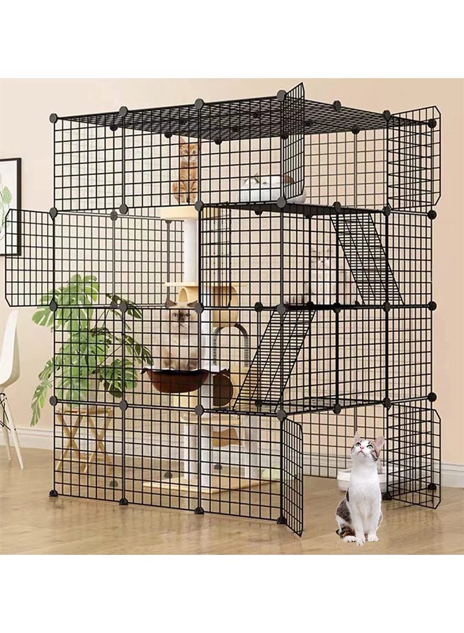 Generic Large Cat Cage 4 Tier DIY Enclosures Indoor Cat Playpen Detachable Metal Wire Indoor DIY Kennels Crate Large Exercise Place Ideal  - Image 1