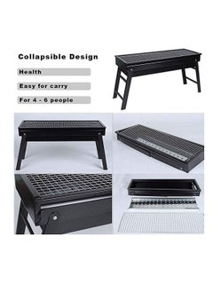 Yuwell Foldable Charcoal BBQ Grill Portable Barbecue Grill For Outdoor Household Camping Grill Black 61X22X31CM  - Image 2