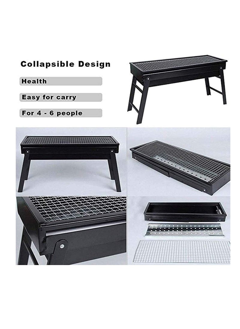 Yuwell Foldable Charcoal BBQ Grill Portable Barbecue Grill For Outdoor Household Camping Grill Black 61X22X31CM  - Image 2