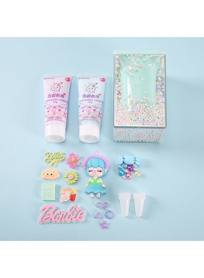 Creative DIY Children's Transparent Creamy Glue Pen Holder Material Kit Girls Handmade Craft Gift Intellectual Development-Color:Pen Container-mermaid Material Package