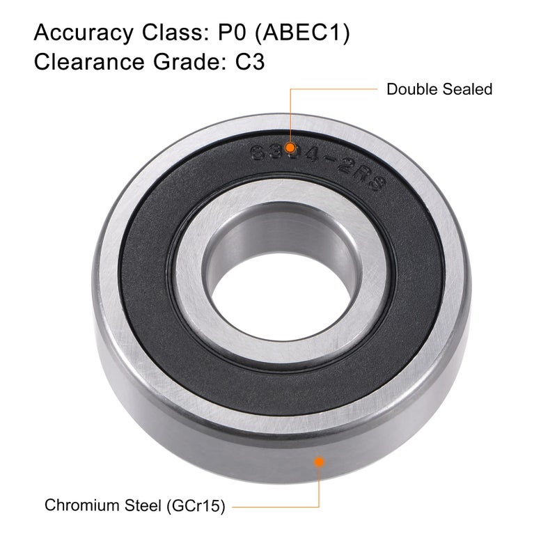 uxcell 6304-2RS Deep Groove Ball Bearings 20x52x15mm Double Sealed Chrome Steel 2pcs - Image 4