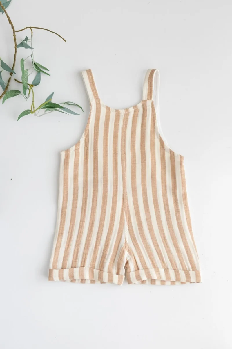 مينينو Baby Boy Striped Muslin Embroidered Detailed Overalls