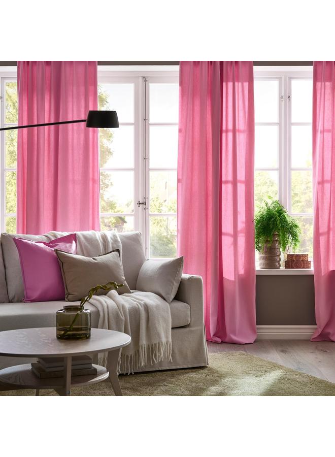 erorex Curtains, 1 pair, pink/with heading tape, 145x300 cm - Image 3